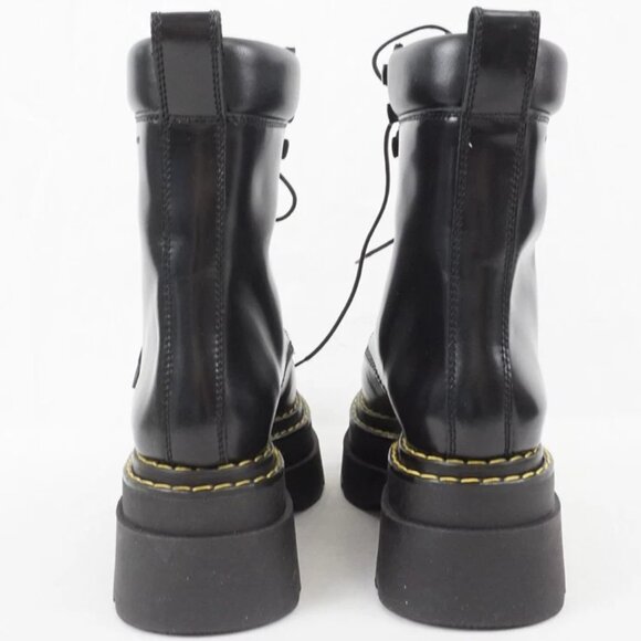 Alexander Wang Atlas Leather Lace-Up Platform Combat Rugged Boots in Black - Picture 6 of 16